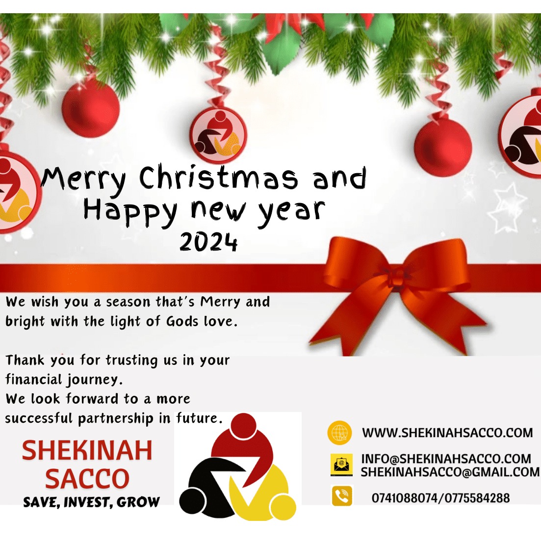 Shekinah Sacco Society Ltd Wishes You A Merry Christmas And A Happy New Year 2024